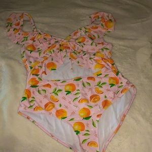 Shein Pink Bathing Suit With Oranges